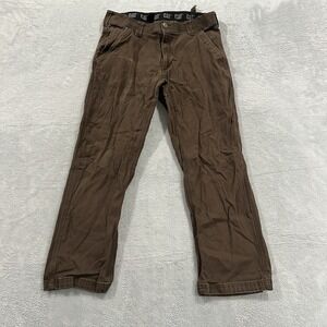 CAT Jeans Work Pants Men's 34 x 29 Elastic Waist Relaxed Straight Brown Workwear